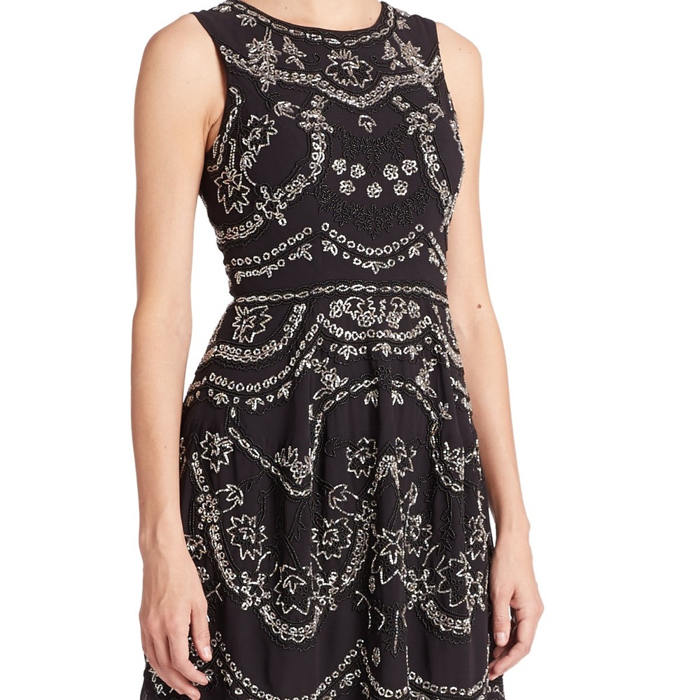 Needle & Thread Black and Silver Embellished Dress